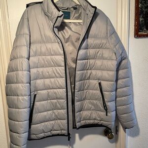 Perry Ellis Gray Puffer Quilted Jacket Size Medium